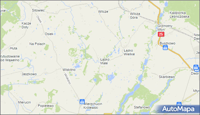 mapa Łąsko Małe, Łąsko Małe na mapie Targeo