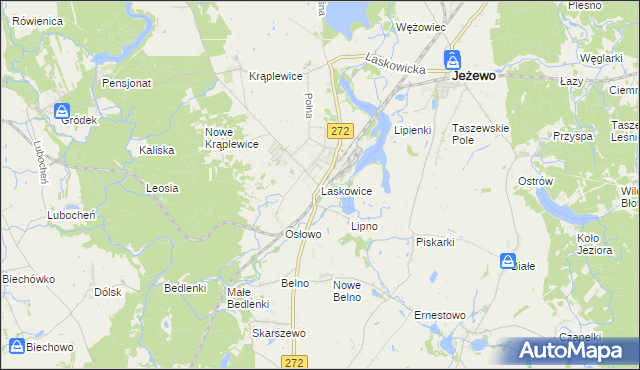 mapa Laskowice gmina Jeżewo, Laskowice gmina Jeżewo na mapie Targeo
