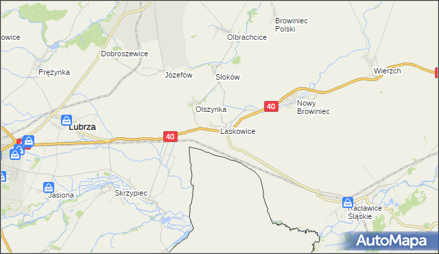 mapa Laskowice gmina Lubrza, Laskowice gmina Lubrza na mapie Targeo