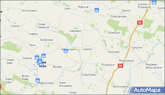 mapa Lasocin gmina Mała Wieś, Lasocin gmina Mała Wieś na mapie Targeo