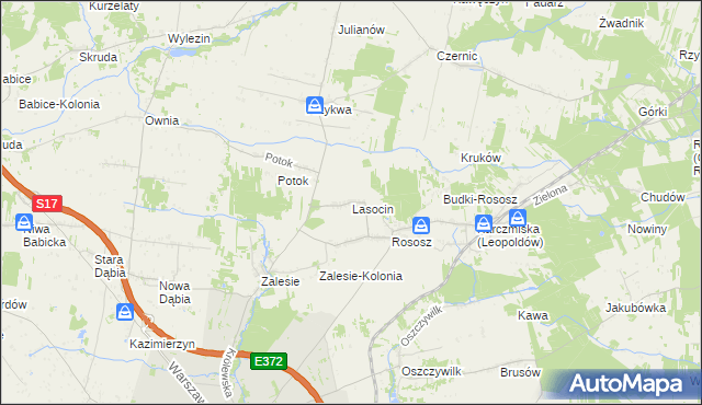 mapa Lasocin gmina Ryki, Lasocin gmina Ryki na mapie Targeo