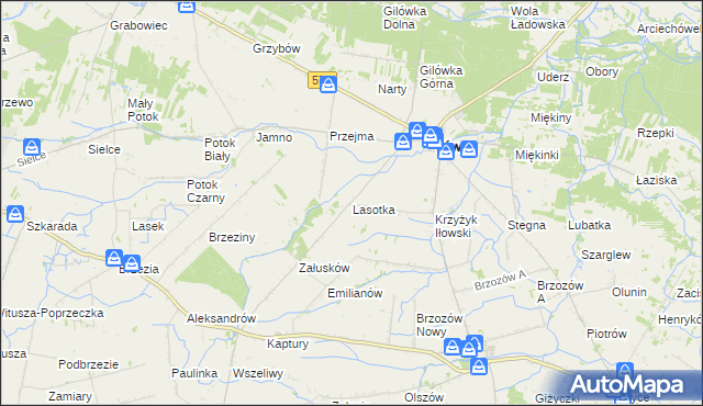 mapa Lasotka, Lasotka na mapie Targeo