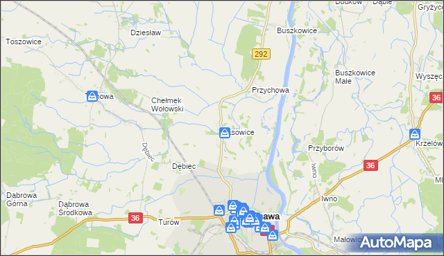 mapa Lasowice gmina Ścinawa, Lasowice gmina Ścinawa na mapie Targeo