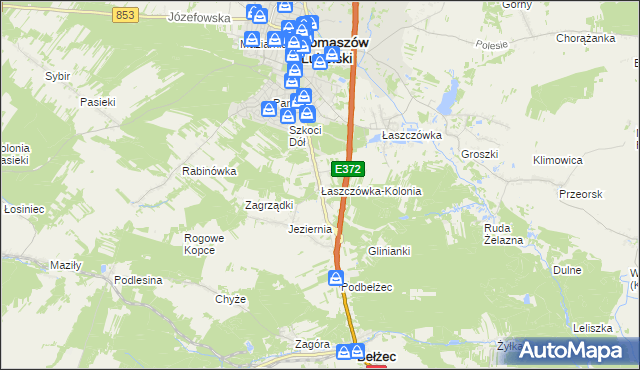 mapa Łaszczówka-Kolonia, Łaszczówka-Kolonia na mapie Targeo