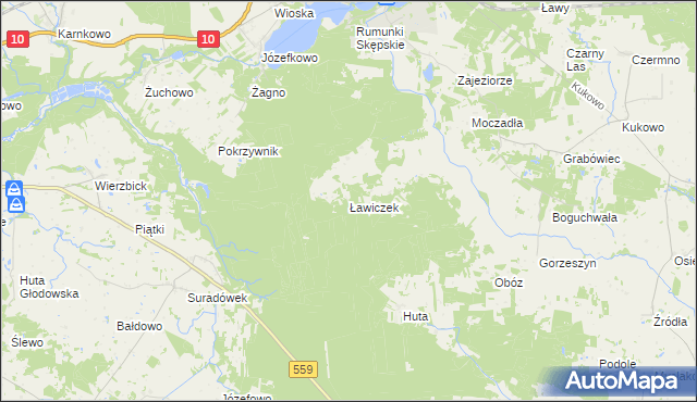 mapa Ławiczek, Ławiczek na mapie Targeo