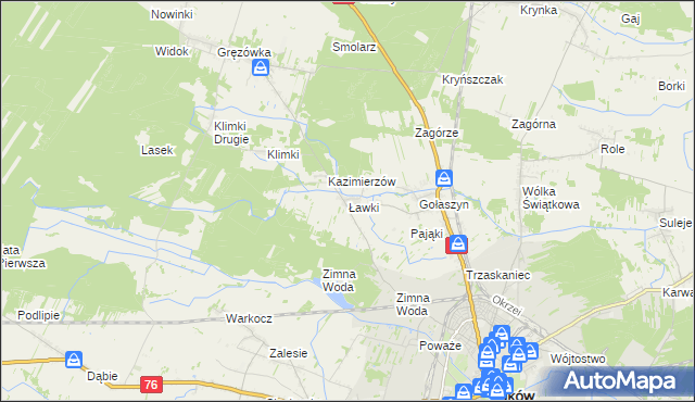 mapa Ławki gmina Łuków, Ławki gmina Łuków na mapie Targeo