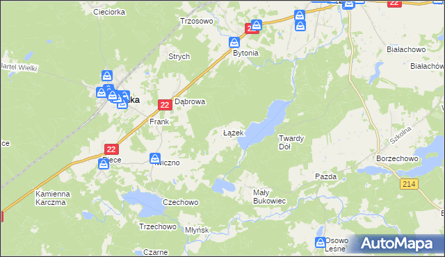 mapa Łążek gmina Kaliska, Łążek gmina Kaliska na mapie Targeo