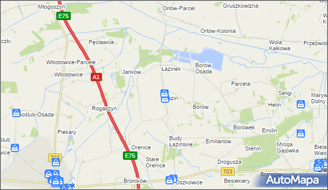 mapa Łazin, Łazin na mapie Targeo