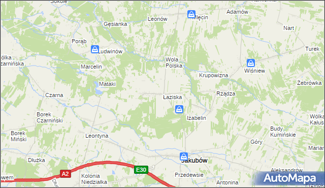 mapa Łaziska gmina Jakubów, Łaziska gmina Jakubów na mapie Targeo