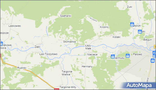 mapa Łazy Duże gmina Tykocin, Łazy Duże gmina Tykocin na mapie Targeo