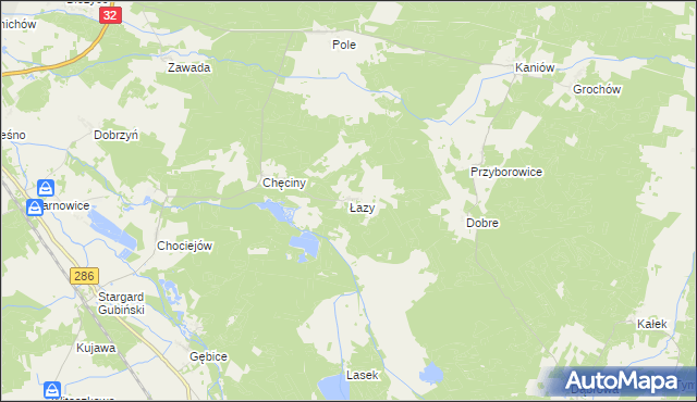 mapa Łazy gmina Gubin, Łazy gmina Gubin na mapie Targeo