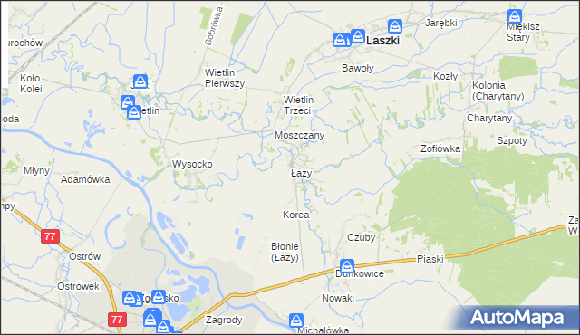 mapa Łazy gmina Radymno, Łazy gmina Radymno na mapie Targeo