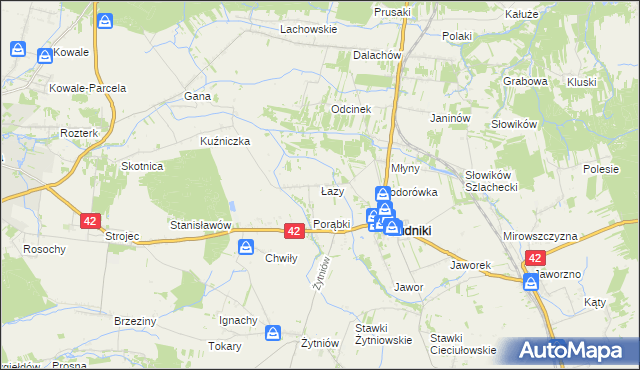 mapa Łazy gmina Rudniki, Łazy gmina Rudniki na mapie Targeo