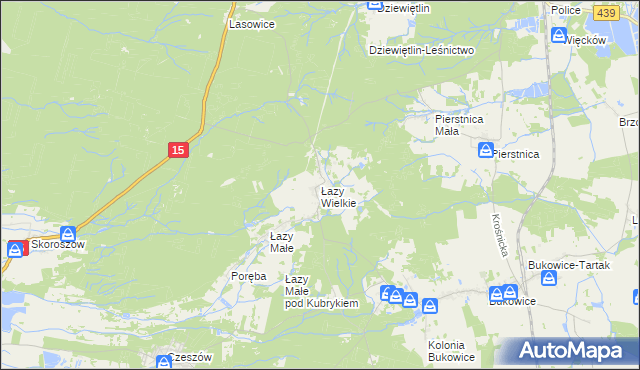 mapa Łazy Wielkie, Łazy Wielkie na mapie Targeo