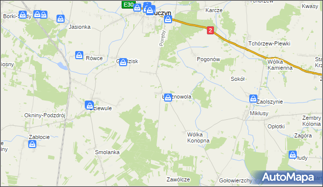 mapa Łęcznowola, Łęcznowola na mapie Targeo