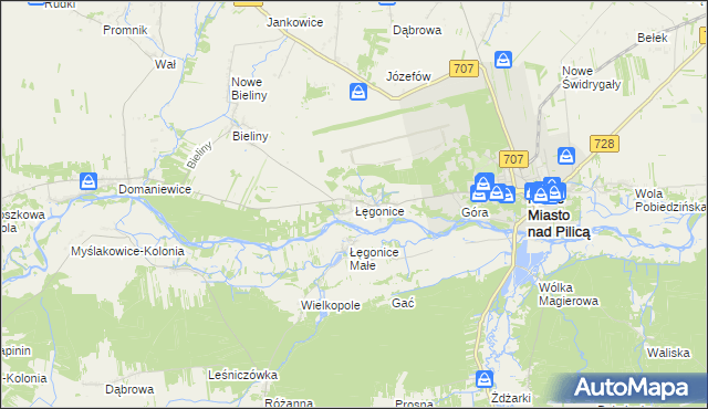 mapa Łęgonice, Łęgonice na mapie Targeo