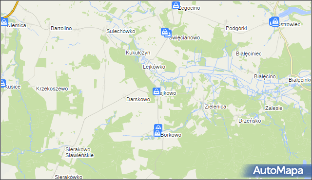 mapa Lejkowo gmina Malechowo, Lejkowo gmina Malechowo na mapie Targeo