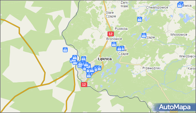 mapa Łęknica powiat żarski, Łęknica powiat żarski na mapie Targeo