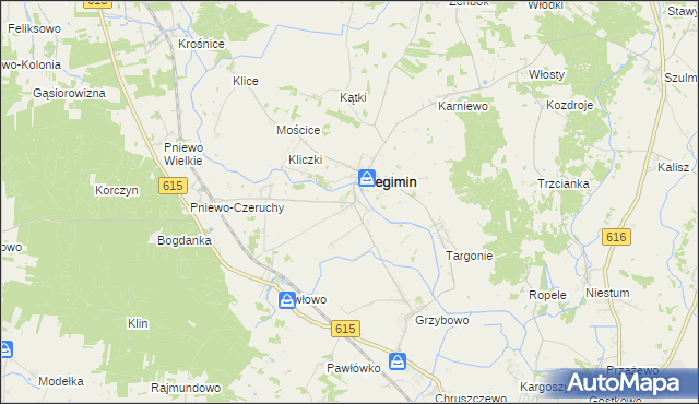 mapa Lekowo gmina Regimin, Lekowo gmina Regimin na mapie Targeo