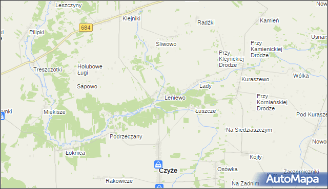 mapa Leniewo, Leniewo na mapie Targeo