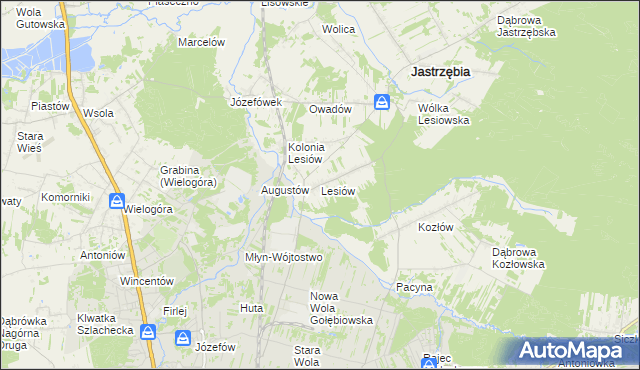 mapa Lesiów, Lesiów na mapie Targeo