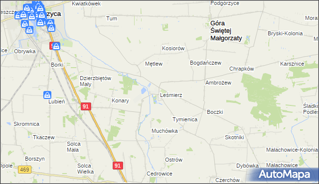 mapa Leśmierz, Leśmierz na mapie Targeo