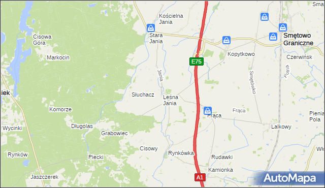 mapa Leśna Jania, Leśna Jania na mapie Targeo