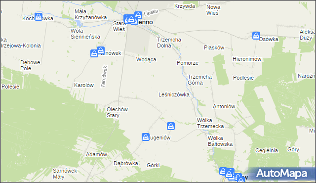 mapa Leśniczówka gmina Sienno, Leśniczówka gmina Sienno na mapie Targeo