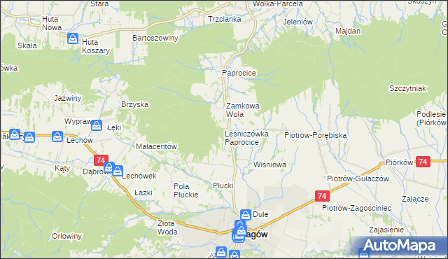 mapa Leśniczówka Paprocice, Leśniczówka Paprocice na mapie Targeo