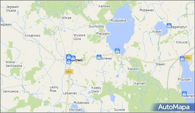 mapa Leśniewo gmina Srokowo, Leśniewo gmina Srokowo na mapie Targeo