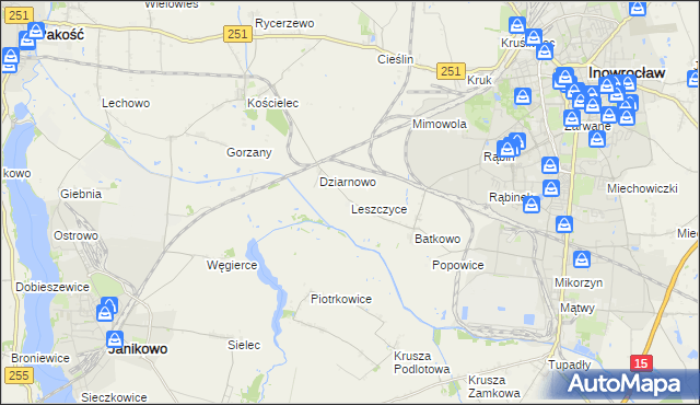 mapa Leszczyce, Leszczyce na mapie Targeo