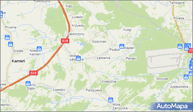 mapa Łętownia gmina Nowa Sarzyna, Łętownia gmina Nowa Sarzyna na mapie Targeo