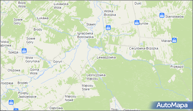 mapa Lewaszówka, Lewaszówka na mapie Targeo