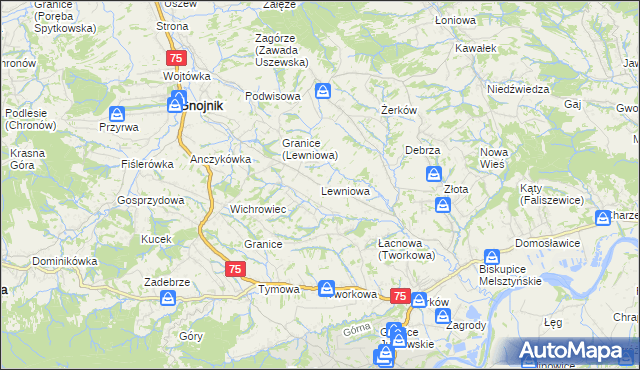 mapa Lewniowa, Lewniowa na mapie Targeo
