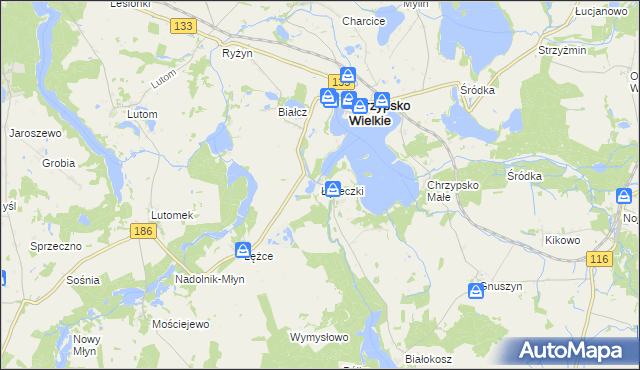 mapa Łężeczki, Łężeczki na mapie Targeo