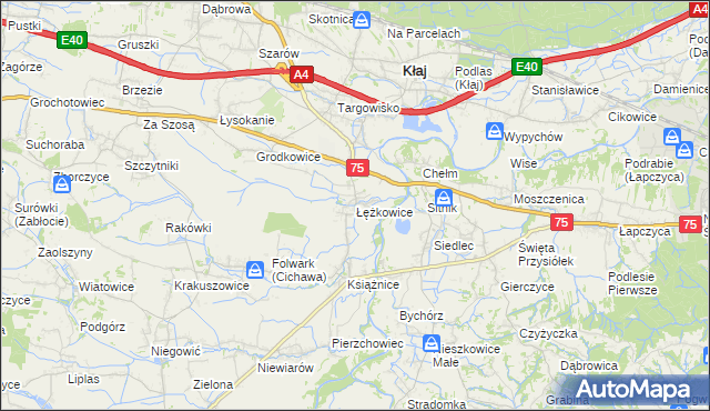 mapa Łężkowice, Łężkowice na mapie Targeo