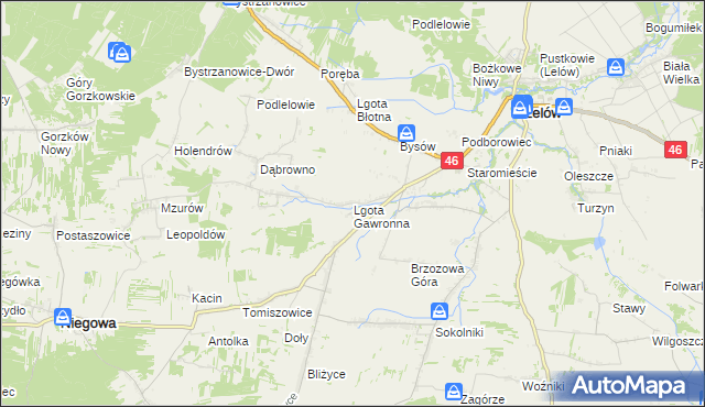 mapa Lgota Gawronna, Lgota Gawronna na mapie Targeo