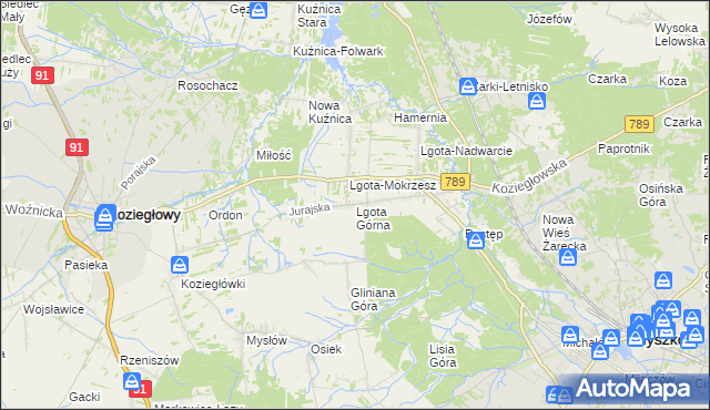 mapa Lgota Górna, Lgota Górna na mapie Targeo