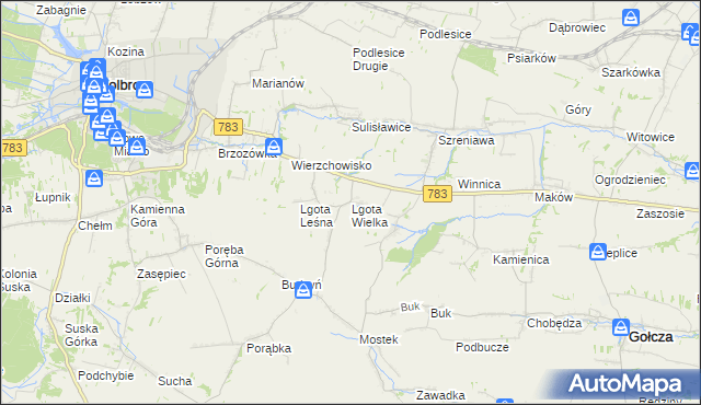 mapa Lgota Wielka gmina Wolbrom, Lgota Wielka gmina Wolbrom na mapie Targeo