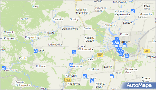 mapa Lgota Wolbromska, Lgota Wolbromska na mapie Targeo