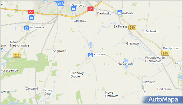 mapa Lichnowy gmina Chojnice, Lichnowy gmina Chojnice na mapie Targeo