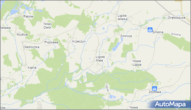 mapa Ligota Mała gmina Oleśnica, Ligota Mała gmina Oleśnica na mapie Targeo
