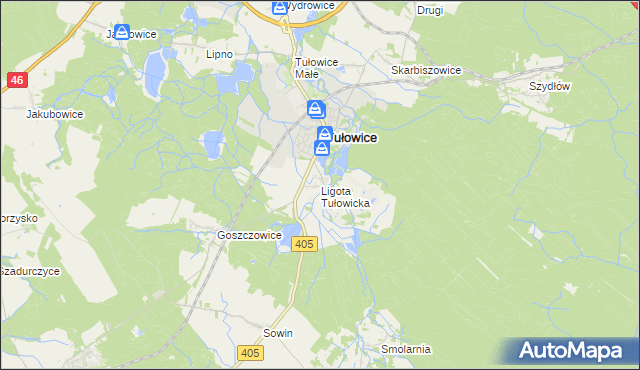 mapa Ligota Tułowicka, Ligota Tułowicka na mapie Targeo