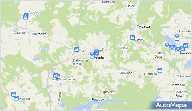 mapa Linia powiat wejherowski, Linia powiat wejherowski na mapie Targeo