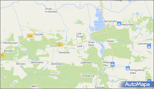 mapa Lipa gmina Szamocin, Lipa gmina Szamocin na mapie Targeo