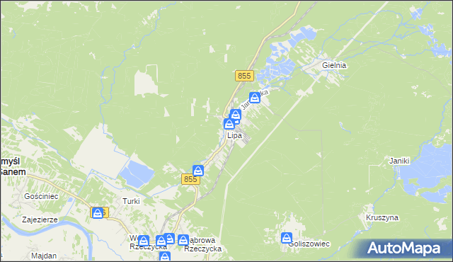 mapa Lipa gmina Zaklików, Lipa gmina Zaklików na mapie Targeo