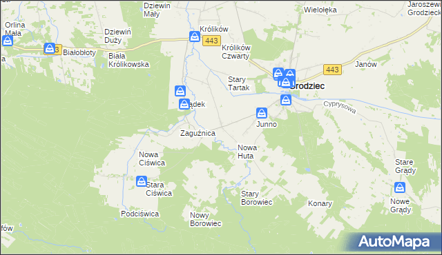 mapa Lipice gmina Grodziec, Lipice gmina Grodziec na mapie Targeo