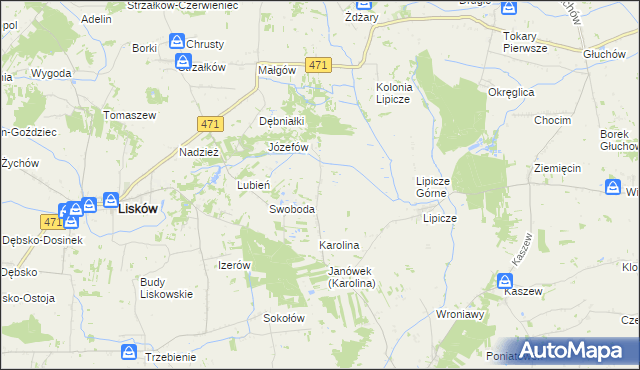 mapa Lipicze-Olendry, Lipicze-Olendry na mapie Targeo