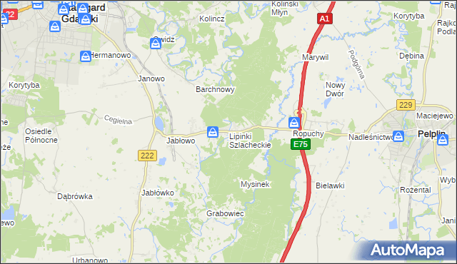 mapa Lipinki Szlacheckie, Lipinki Szlacheckie na mapie Targeo