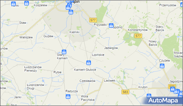 mapa Lipińskie gmina Gąbin, Lipińskie gmina Gąbin na mapie Targeo